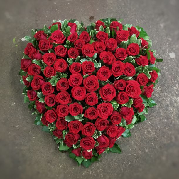Cœur de roses rouge